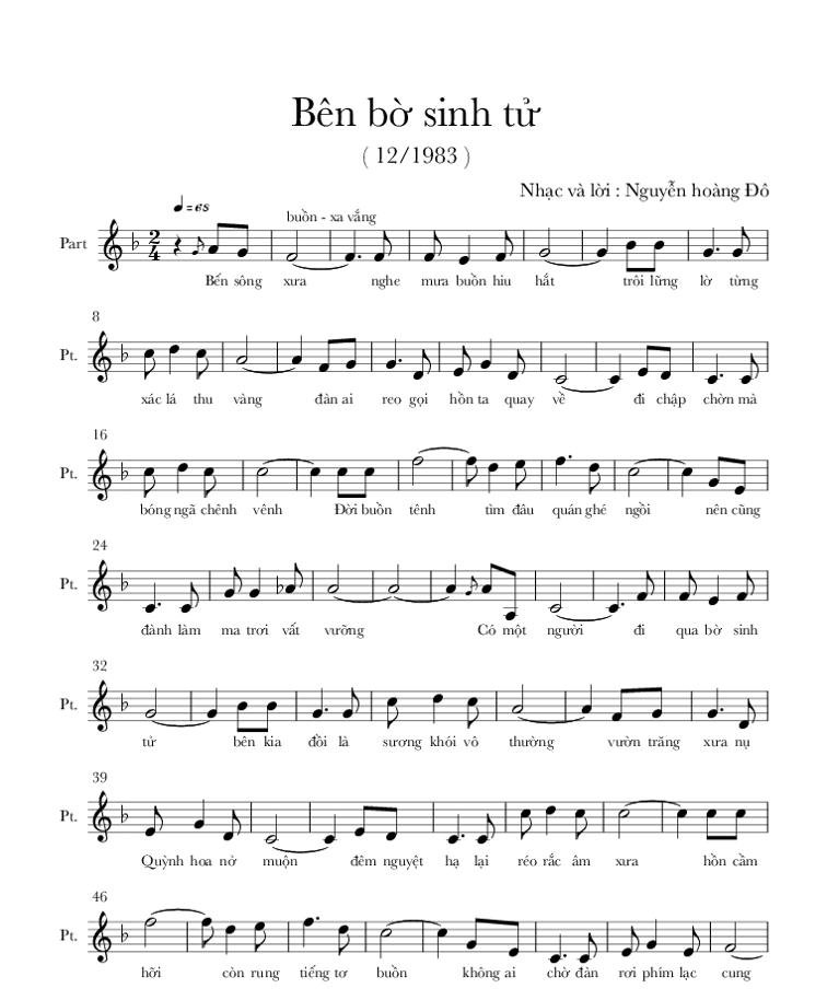 Sheet nhạc Bên Bờ Sinh Tử